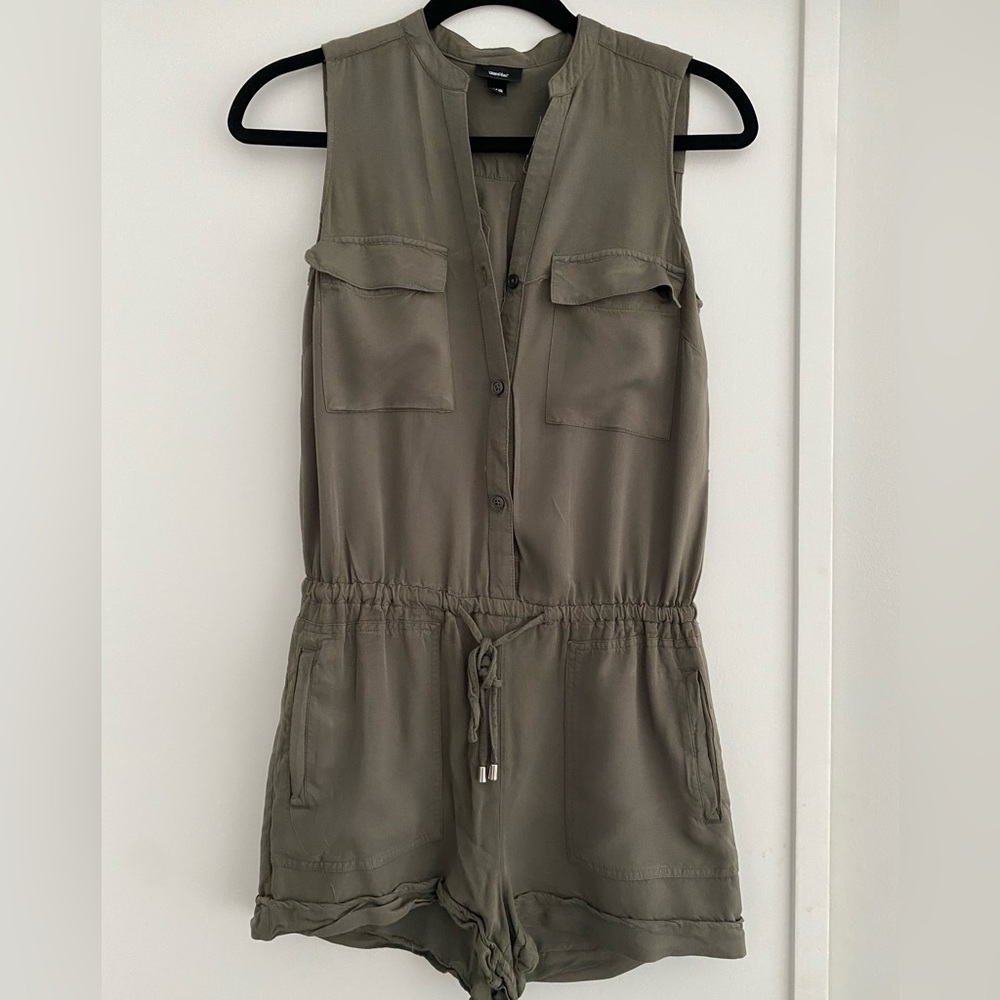 Target Collection Army green button up romper in a size xs